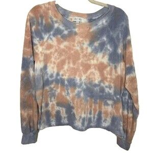 OLI VIV Sz L Tie Dyed Pullover Top Sweatshirt Blue Blush